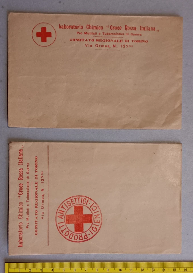 2 buste " Croce Rossa Italiana " Laboratorio Chimico, comitato regionale di To - Immagine 1 di 3