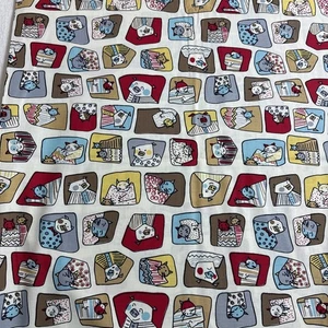 Thompson Of California Fabric Cats Pigs 72" x 44” Remnant Cartoon Artsy - Picture 1 of 4