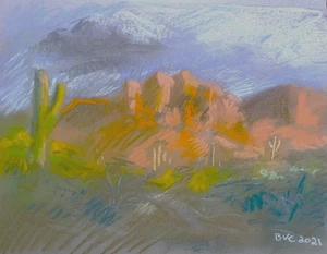 Arizona Southwest Landscape America Pastel Painting 9x12 Paper Original Signed - Picture 1 of 5
