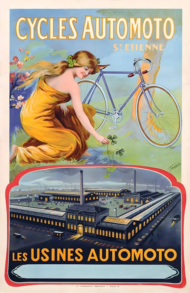 16271.Wall Decor Poster.Interior Art.Cycles Automoto St. Etienne French Ad - Image 1 of 1