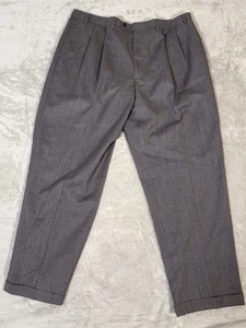 Lauren Ralph Lauren Pantalone Uomo 42x32 Grigio 100% Lana Pieghettato Polsini Gamba Dritta - Foto 1 di 6