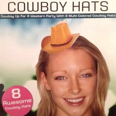 8 Mini Cowboy Hat Party Hats Photo Booth Prop Party Favors Fun Paper Cardstock - Image 1 of 4