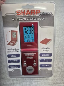 Sharp LCD Ultra Slim Folding Travel Alarm Clock Sealed Lighted Display Temp F/C - Picture 1 of 3