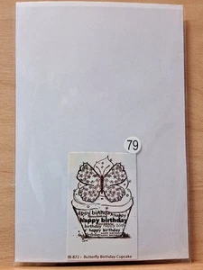 Unity Stamps 79 Butterfly Birthday Cupcake Red Rubber Cling Stamp - Picture 1 of 2