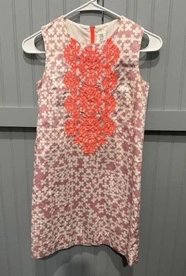JCrew девочек CREWCUTS Sz 12 без рукавов розовый/коралловый/оранжевый вышитое платье EUC - Изображение 1 из 3