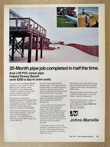 Pipa de alcantarillado de PVC Johns-Manville 1977 proyecto Dewey Delaware anuncio impreso vintage - Imagen 1 de 1