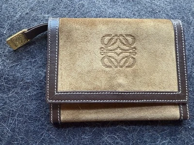 Loewe подлинный анаграмма замши кожи коричневый/верблюд монета сумочки - Изображение 1 из 4