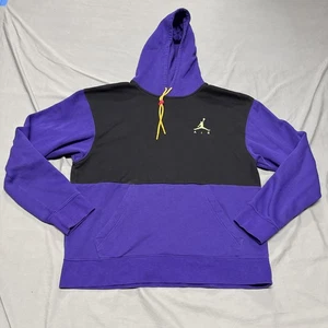 Vintage Nike Air Jordan Hoodie Mens Medium Black Purple Colorblock Jumpman Y2K - Picture 1 of 12