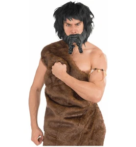 Viking Raider Medieval Norse Warrior Barbarian Men Costume Black Beard Moustache - Picture 1 of 1