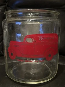 Antica lattina in vetro con coperchio in vetro per camion Gordons del 1940 - Foto 1 di 6