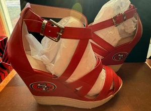 Officially Licensed NFL SAN FRANCISCO 49ERS,Red Ladies/womens WEDGE 10.5 Shoes - Picture 1 of 5