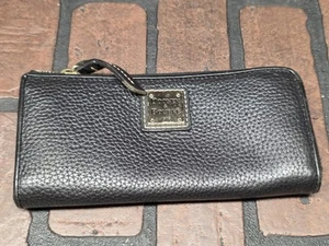 Dooney & Bourke Pebble Grain Large Zip Around Wristlet Wallet Clutch Black/Black - Bild 1 von 4