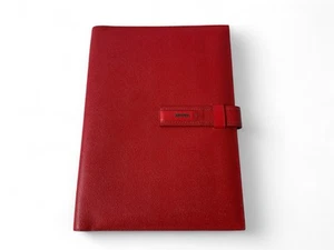 FERRARI RED LEATHER NOTEPAD PORTFOLIO A4 ORGANIZER | DOCUMENT POUCH | ACCESSORY - Picture 1 of 8