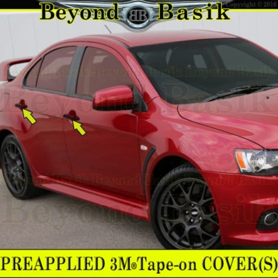 2008-2017 Mitsubishi Lancer Outlander GLOSS BLACK Door Handle COVERS w/ Smart KH - Image 1 of 4