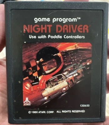 Night Driver (Atari 2600, 1986) Rare Picture Label Atari  Corp Label - Image 1 of 2