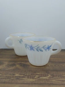 Termocrisa Milchglas Teetassen weiß blau Blumenmuster (2er Set) - Bild 1 von 4