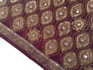 Pure Silk Saree Indian Vintage Sari Georgette Chinnon Printed Fabric PGS1826 - Picture 1 of 9