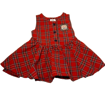 Vestido OshKosh Jersey 12 Mos Rojo Stewart Tartán Cuadros Abotonados Sin Mangas EE. UU. Foto 1 de 4