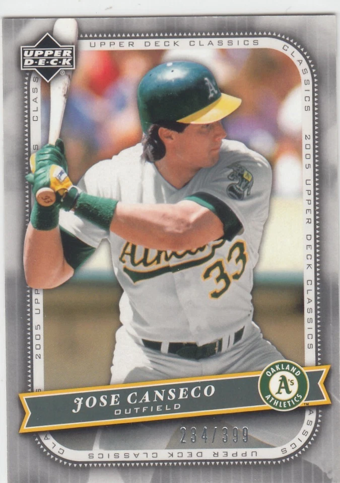 Jose Canseco UD 2005 Upper Deck Classics plateado paralelo/399 - #58 Oakland A's Foto 1 de 1