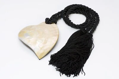 Dolce and Gabbana большой перламутр дерево сердце подвеска кисточки ожерелье - Изображение 1 из 4