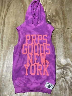 PRPS Goods New York Chaleco con Capucha Hombres S Coral Blanqueado Polar Sudadera con Capucha J5 Foto 1 de 4