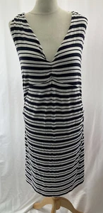 Maternity Dress Mama Licious Size M Blue White Striped Viscose Sleeveless  - Picture 1 of 11