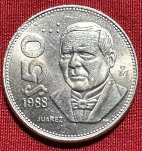 1988 Mexico $50 Pesos - Copper-Nickel (1984-1988 Years) KM#495 - Rare Year Date - Picture 1 of 2