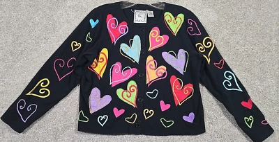 Michael Simon Lite Jersey Jacket Short Appliques Embroidered Whimsical M Petite - Изображение 1 из 4