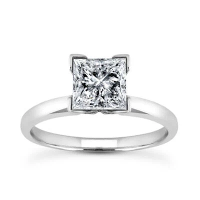 Princess Shape Diamond Engagement Ring G SI1 Treated 14K White Gold 0.99 Carat - Image 1 of 4