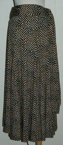Lapis Str Brown Blue Geometric Print Waist Tie Full A-Line Ankle Skirt Medium - Picture 1 of 4