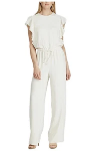 Lauren Ralph Lauren Womens Sleeveless Ruffle Drawstring Waist Jumpsuit Ivory 16 - Picture 1 of 1