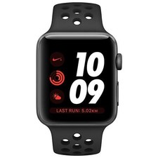 Apple Watch Serie 3 Nike 38mm Caja de Aluminio en Gris y Correa Nike Deportiva de Aluminio en Negra (MQKY2)