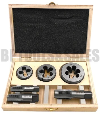 6pc Pipe Tap and Die 1/4" X 18, 3/8" X 18, 1/2" X 14, NPT Engine Repair Tool Set - Image 1 of 2