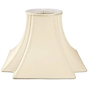 Royal Designs Fancy Square Bell with Inverted Corner Designer Lamp Shade, Bei... - Picture 1 of 2