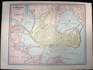 CRAMS ATLAS CITY STREET MAP PAGE OF PORTLAND MAINE 1891 - Picture 1 of 2