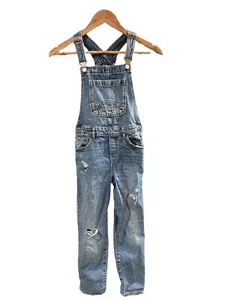 Gap Over Alls Denim Pants Blue Distressed Girls Size L 27x25 11-12 GUC - Picture 1 of 6