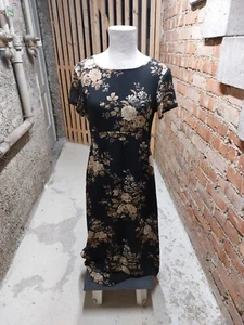Elegantes Seidenkleid Laura Ashley schwarz-creme Blüten Gr. 36 Achtung Maße - Bild 1 von 6