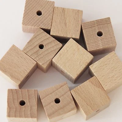 16mm Square Cube Wood Beads Unfinished Hardwood Raw Large Hole. US made pk/10 - Image 1 of 2