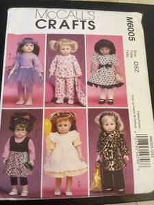 McCalls Crafts Pattern M6005 ~ 18" Doll Clothes- Dresses~Tutu~Pajamas~Wardrobe! - Picture 1 of 3