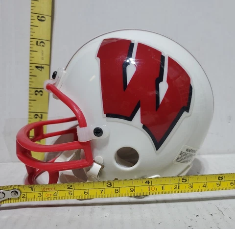 WISCONSIN Badgers RIDDELL 6" Red & White MINI FOOTBALL HELMET Cover