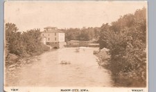 MASON CITY IOWA MILL & DAM 1908 real photo postcard rppc antique ia wright
