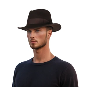 Classic Fedora Hat for Men & Women - Wide Brim, Sweatband With Black Bow Ribbon - Picture 1 of 39