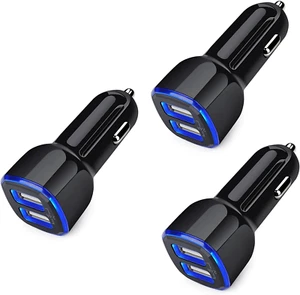 Car Charger for Iphone, 3Pack 2.4A Dual Port Fast Charge Car Lighter USB Adapter - Picture 1 of 12