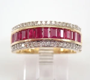 2.50Ct Baguette Cut Lab-Created Red Ruby Anniversary Band 14K Yellow Gold Plated - Picture 1 of 6