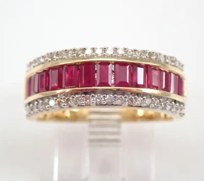 2.50Ct Baguette Cut Lab-Created Red Ruby Anniversary Band 14K Yellow Gold Plated - Image 1 of 4