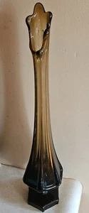 vaso oscillante fumo a costine colonna in vetro vichingo vintage - Foto 1 di 10