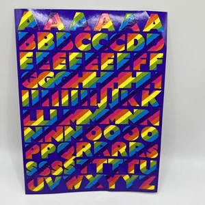 Lisa Frank Vintage Stickers Alphabet Letters Rainbow Uppercase Sticker Sheet - Picture 1 of 7