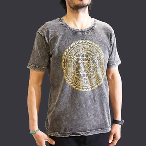 Stone Washed Cotton T-Shirt - Chakra - Dark Grey - S/M/L/XL - Brand New - Picture 1 of 2