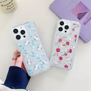 For iPhone 15 Pro Max 14 13 12 11 Fashion Clear Butterfly Pattern TPU Phone Case - Picture 1 of 13