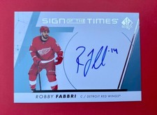 2022-23 UD SP Authentic Sign of the Times Robby Fabbri Auto Red Wings Upper Deck